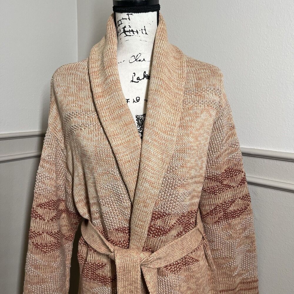 Pendleton Monterey Cardigan Sweater Womens XL Belted Aztec Southwestern Cotton - Picture 7 of 12